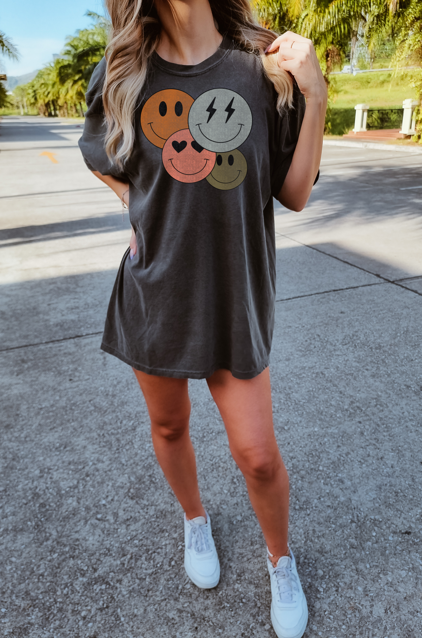 Vintage/Distressed Smiley Short Sleeve T-Shirt