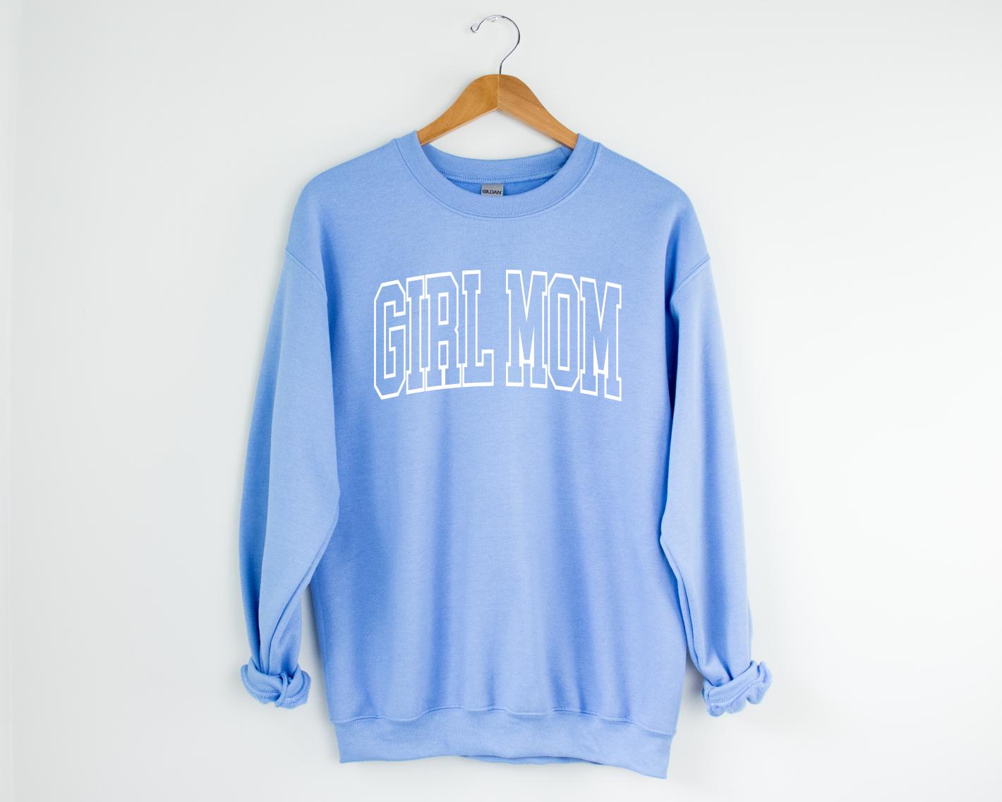 Varsity Girl Mom Crewneck Sweatshirt - Carolina Blue